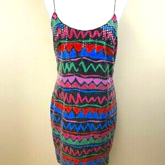 Saks Fifth Ave Retro Silk Sequin Dress - Picture 6 of 9